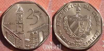 Куба 25 сентаво 2008 года, KM# 577, 344-049