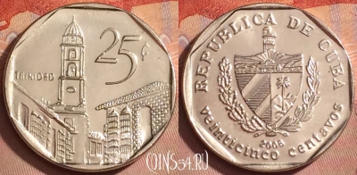 Куба 25 сентаво 2008 года, KM# 577, 363k-048