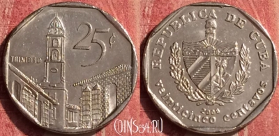 Куба 25 сентаво 2008 года, KM# 577, 439-113