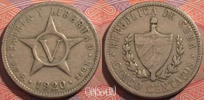 Куба 5 сентаво 1920 года, KM# 11.1, a065-071