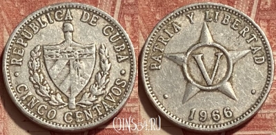 Куба 5 сентаво 1966 года, KM# 34, 413q-101