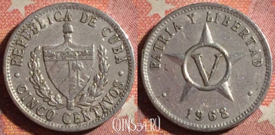 Куба 5 сентаво 1968 года, KM# 34, 369-118