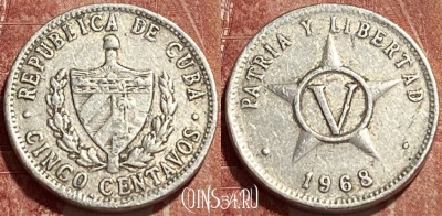 Куба 5 сентаво 1968 года, KM# 34, 392q-043
