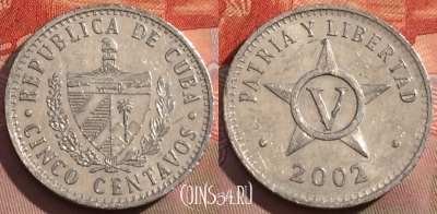 Куба 5 сентаво 2002 года, KM# 34, 264a-042