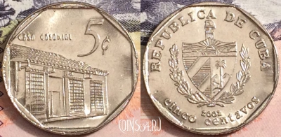 Куба 5 сентаво 2002 года, KM# 575, a085-055