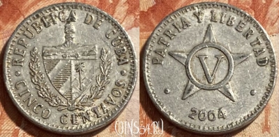 Куба 5 сентаво 2004 года, KM# 34, 494р-007