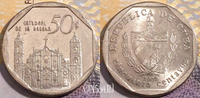 Куба 50 сентаво 2002 года, KM# 578, 193-039