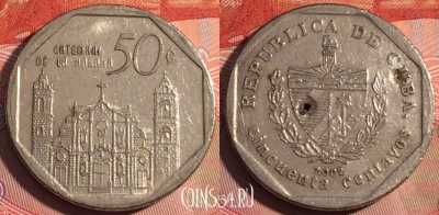Куба 50 сентаво 2002 года, дефект, KM# 578, 225a-067