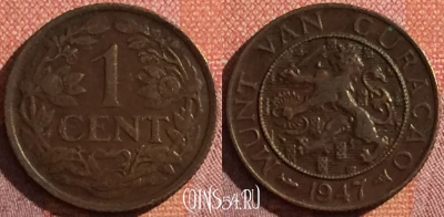 Кюрасао 1 цент 1947 года, KM# 41, 044h-039