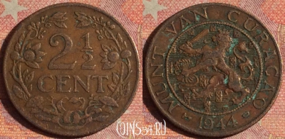 Кюрасао 2 1/2 цента 1944 года, KM# 42, 177i-048