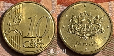 Латвия 10 евроцентов 2014 года, KM# 153, 467s-533