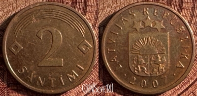 Латвия 2 сантима 2007 года, KM# 21, 367s-110
