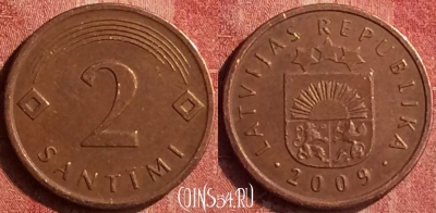 Латвия 2 сантима 2009 года, KM# 21, 401-013