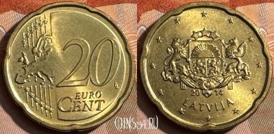 Латвия 20 евроцентов 2014 года, KM# 154, 467s-606