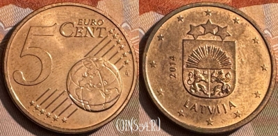 Латвия 5 евроцентов 2014 года, KM# 152, 467s-559