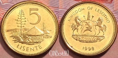 Лесото 5 лисенте 1998 года, KM# 62, 247-015