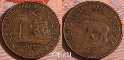 Либерия 1 цент 1972 года, KM# 13, a068-060