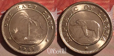 Либерия 1/2 цента 1941 года, KM# 10a, UNC, 071d-129
