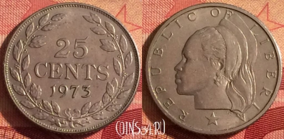 Либерия 25 центов 1973 года, KM# 16a.2, 241i-076