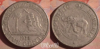 Либерия 5 центов 1975 года, KM# 14, 053i-049