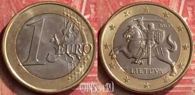 Литва 1 евро 2015 года, KM# 211, UNC, 309m-126