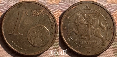 Литва 1 евроцент 2015 года, KM# 205, 467s-511