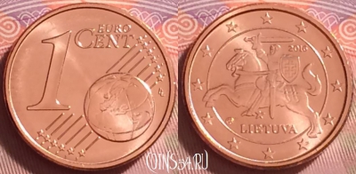 Литва 1 евроцент 2016 года, KM# 205, UNC, 275j-050