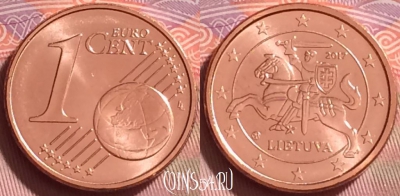 Литва 1 евроцент 2017 года, KM# 205, UNC, 277j-045