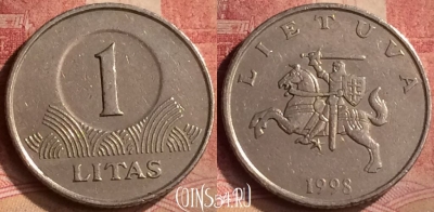 Литва 1 лит 1998 года, KM# 111, 143m-066