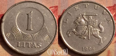 Литва 1 лит 1998 года, KM# 111, 405-067