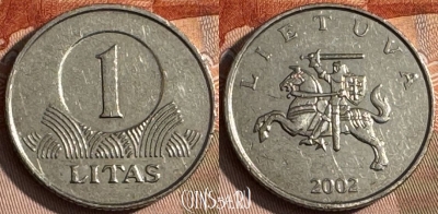 Литва 1 лит 2002 года, KM# 111, 141s-111