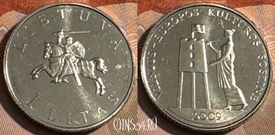 Литва 1 лит 2009 года, Вильнюс, KM# 162, UNC, s509s-137
