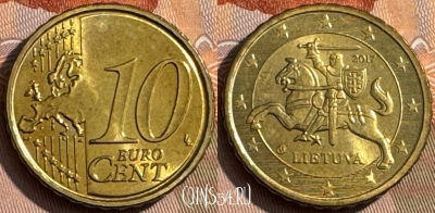Литва 10 евроцентов 2017 года, KM# 208, 467s-534