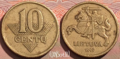 Литва 10 центов 1997 года, KM# 106, 123a-090