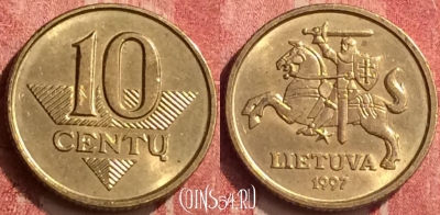 Литва 10 центов 1997 года, KM# 106, 409-030