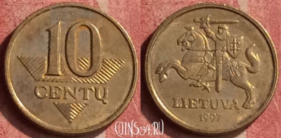 Литва 10 центов 1997 года, KM# 106, 426-065