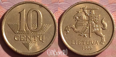 Литва 10 центов 1999 года, KM# 106, 057i-144