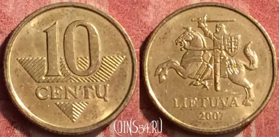 Литва 10 центов 2007 года, KM# 106, 409-144