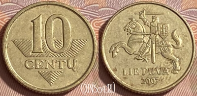 Литва 10 центов 2007 года, KM# 106, 461r-254