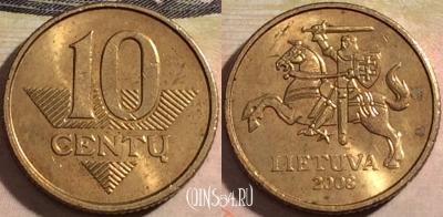 Литва 10 центов 2008 года, KM# 106, a067-096