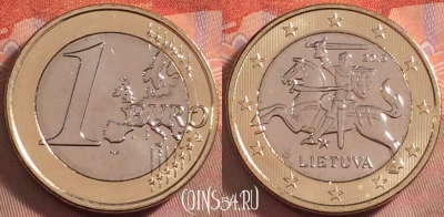 Литва 1 евро 2015 года, KM# 211, UNC, 108k-023
