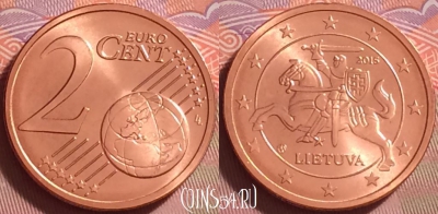 Литва 2 евроцента 2015 года, KM# 206, UNC, 275j-024