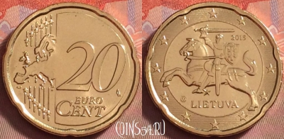 Литва 20 евроцентов 2015 года, KM# 209, UNC, 117k-054