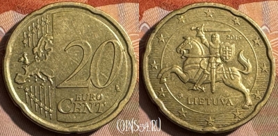 Литва 20 евроцентов 2015 года, KM# 209, 467s-607