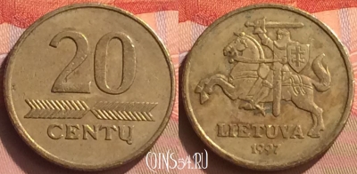 Литва 20 центов 1997 года, KM# 107, 078o-016