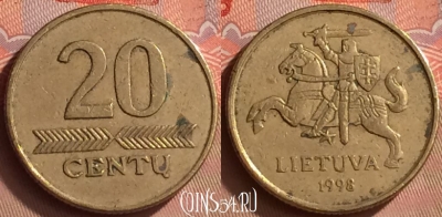 Литва 20 центов 1998 года, KM# 107, 244m-043