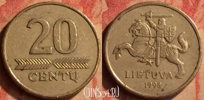 Литва 20 центов 1998 года, KM# 107, 415-043