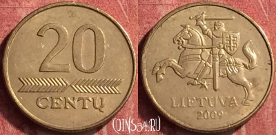 Литва 20 центов 2009 года, KM# 107, 409-125