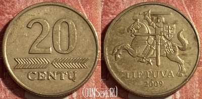 Литва 20 центов 2009 года, KM# 107, 476р-090