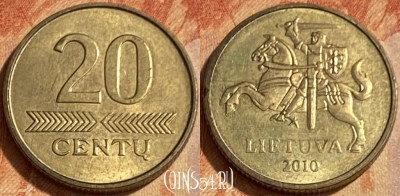 Литва 20 центов 2010 года, KM# 107, 462q-043
